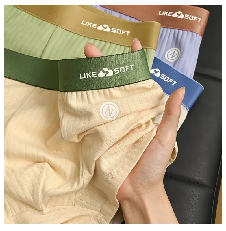 5Pcs Men Striped Boxer Briefs Soft Breathable Mid Waist Elastic Waistband Cotton Blend Men Underwear Shorts — image 4