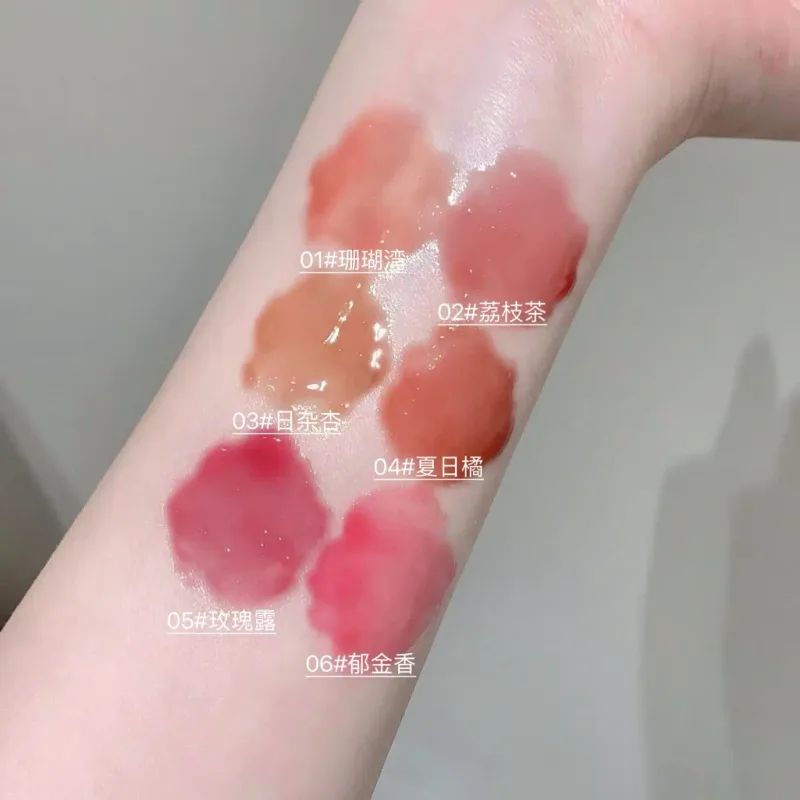 Kakashow Mirror Hydrating Lipstick (Iron Brush Tip) Gel Lip Gloss Hydrating Lip Gloss in 6 Natural Nude Shades Cosmetics
