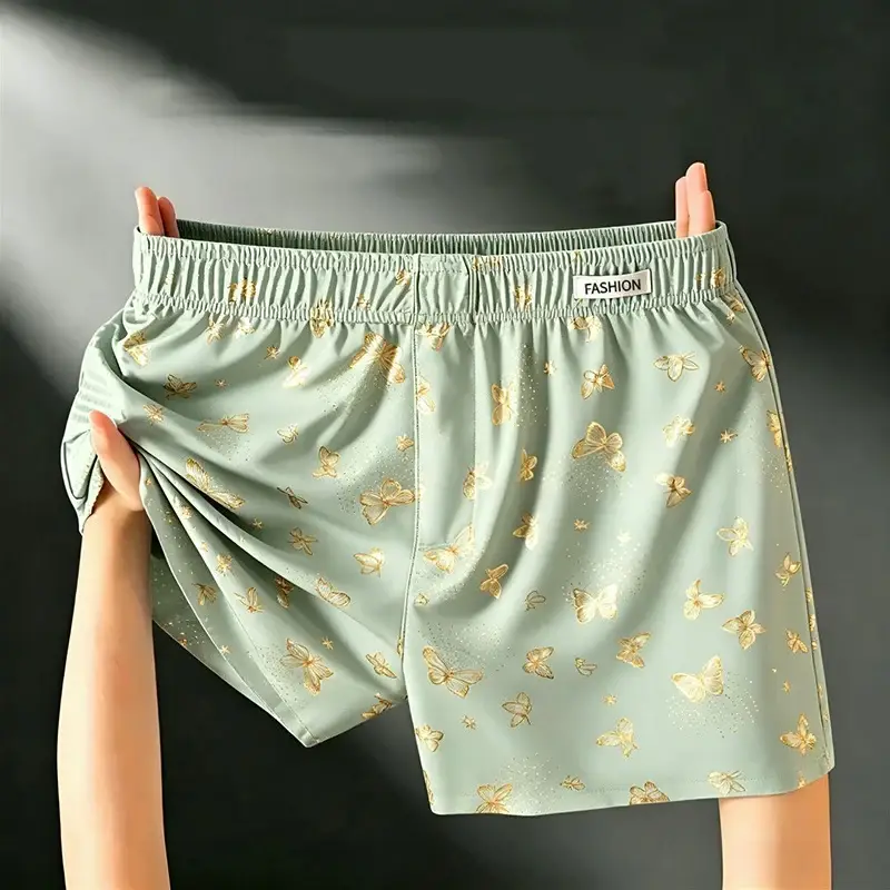 Pantalones Aro personalizados con estampado de mariposas para hombre, ropa interior informal holgada y transpirable, calzoncillos tipo bóxer de moda, 4 piezas — image 4