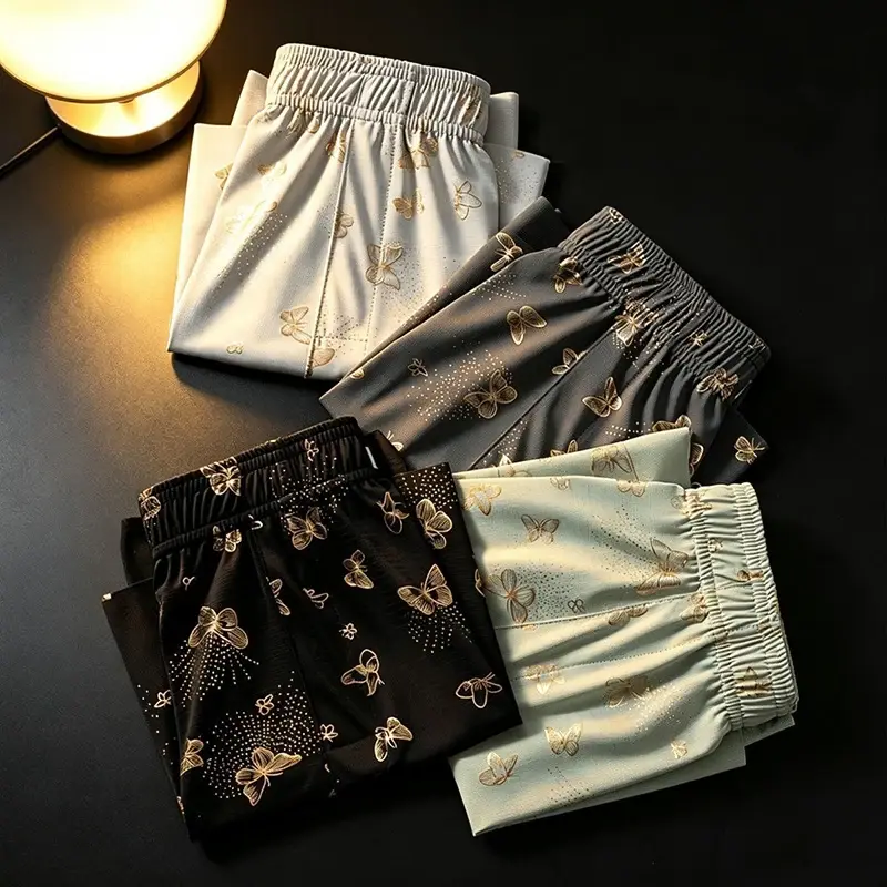 Pantalones Aro personalizados con estampado de mariposas para hombre, ropa interior informal holgada y transpirable, calzoncillos tipo bóxer de moda, 4 piezas — image 5