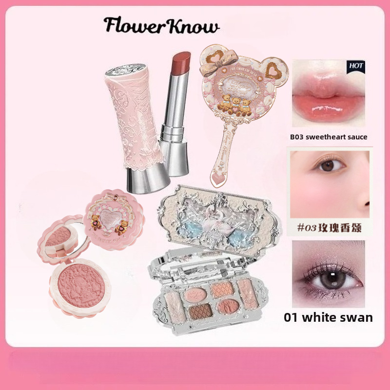 Flower Knows Makeup Σετ Κουτί δώρου Swan Ballet Series Lipstick Blush Eyeshadow Palette Handheld Mirror Μακιγιάζ Κουτί δώρου — image 7