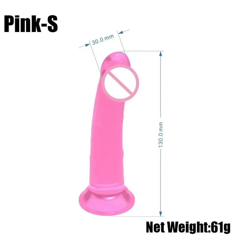 Ρεαλιστικό μικρό ζελέ σιλικόνης Dildo για γυναίκες με βεντούζα Strapon συμβατό με πρωκτικό βύσμα Παιχνίδι σεξ για ενήλικες για γυναίκες