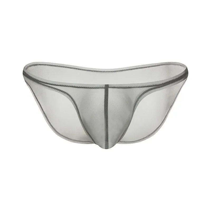 Men's Underwear Delicate Ice Silk Transparent Triangle Panties Personality Low Waist Briefs