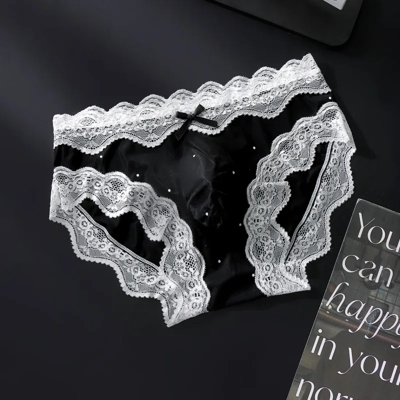 Men Sexy Lace Briefs Sweet Women Style Panties for Men Mid Waist Sheer Ice Silk Seamless Underwear Stretch U Convex Underpant — image 18