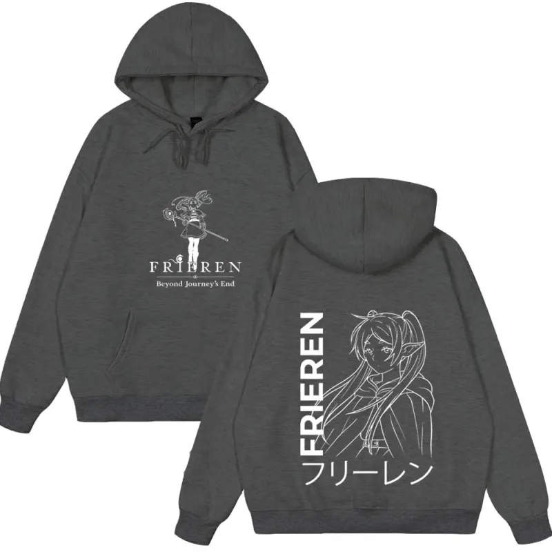 Anime Frieren: au-delà de la fin du voyage sweat à capuche pour hommes femmes vêtements mode Harajuku hauts Style de Couple porte des vêtements polaires d'hiver — image 12