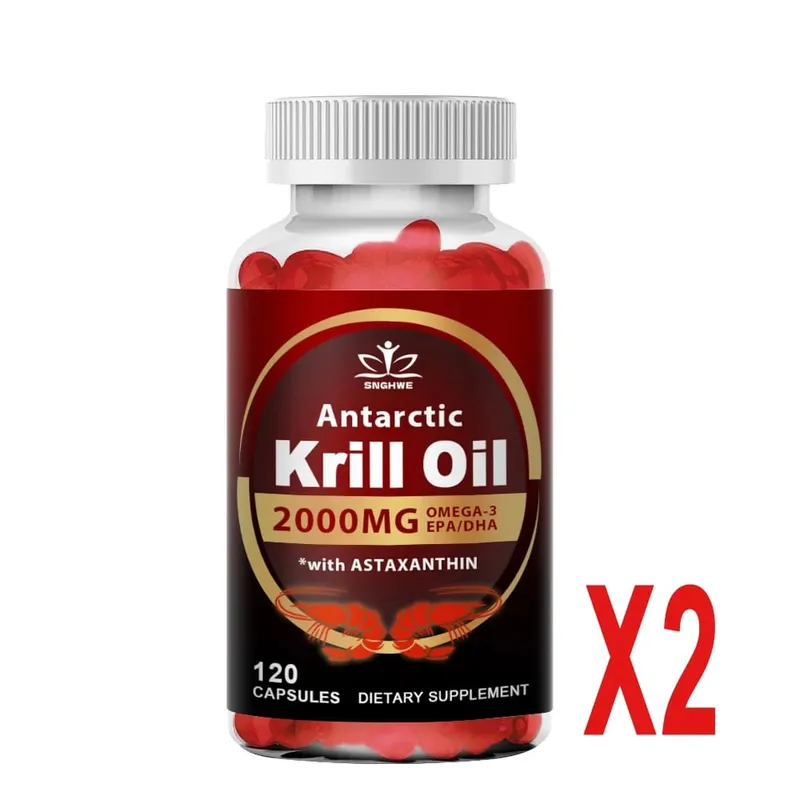 Antarctic Krill Oil-2000mg Per Serving-with Omega-3s EPA DHA & Astaxanthin-Supports Healthy Joints Brain Heart& Blood Pressure