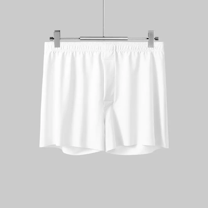 Men's Ice Silk Boxers Shorts Large Size Underwear Man Mid Waist Loose Arrow Pants Boy Home Pajamas Underpants Breathable Panties