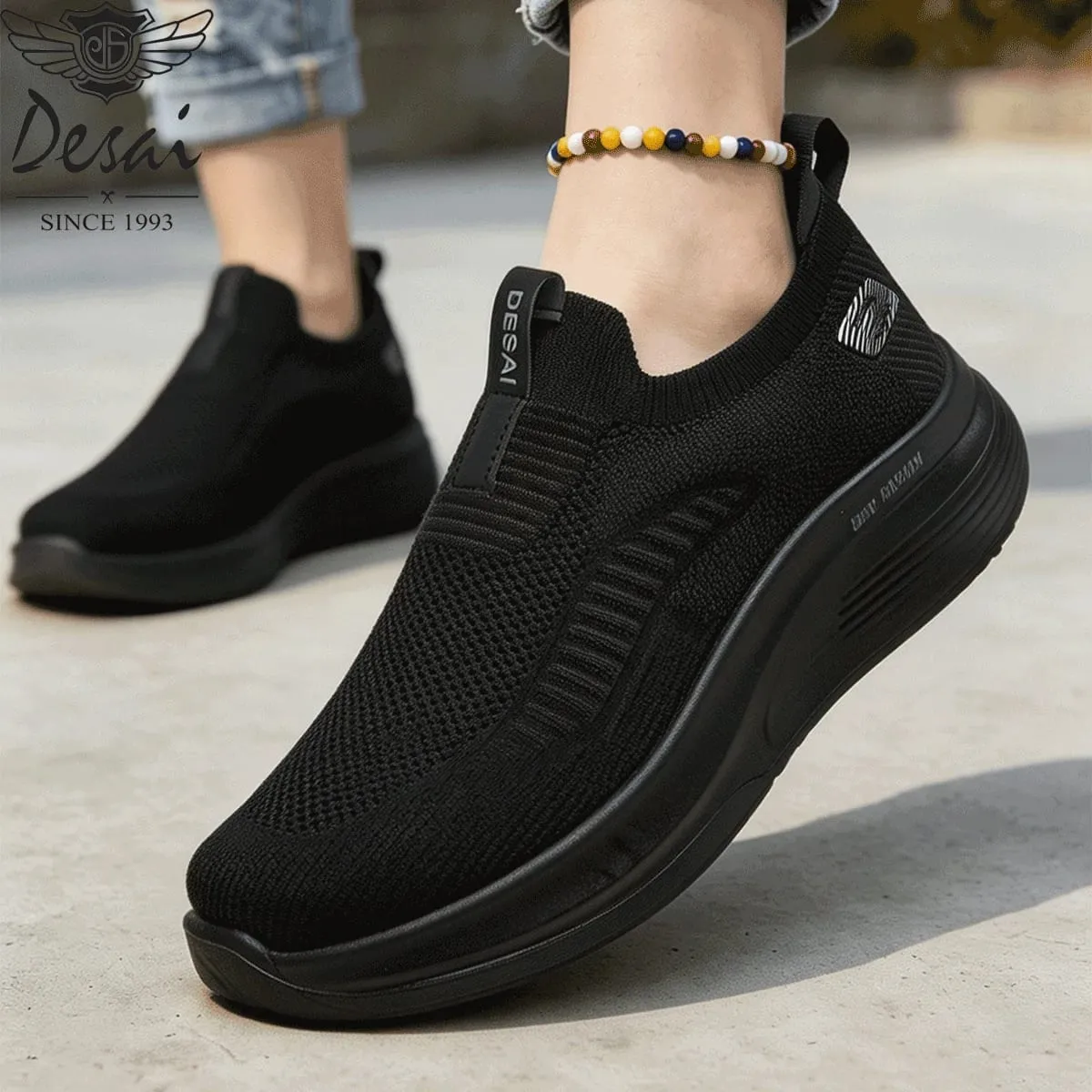 Ανδρικά πλεκτά slip-on πάνινα παπούτσια φαρδύ πλάτους Desai Max μαξιλαράκια για περπάτημα ελαφριά αναπνεύσιμα — image 3