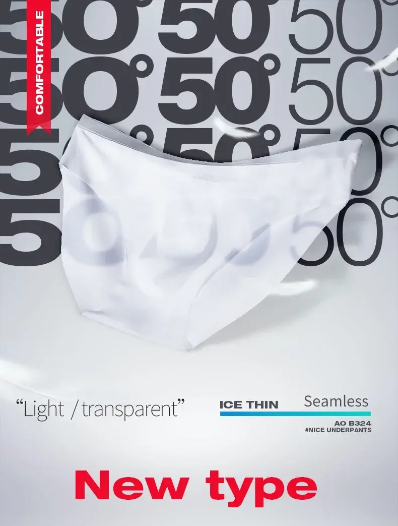 Men's underwear Men's ice silk briefs summer breathable quick-drying seamless shorts Transparent ultra-thin personality underpan — image 16
