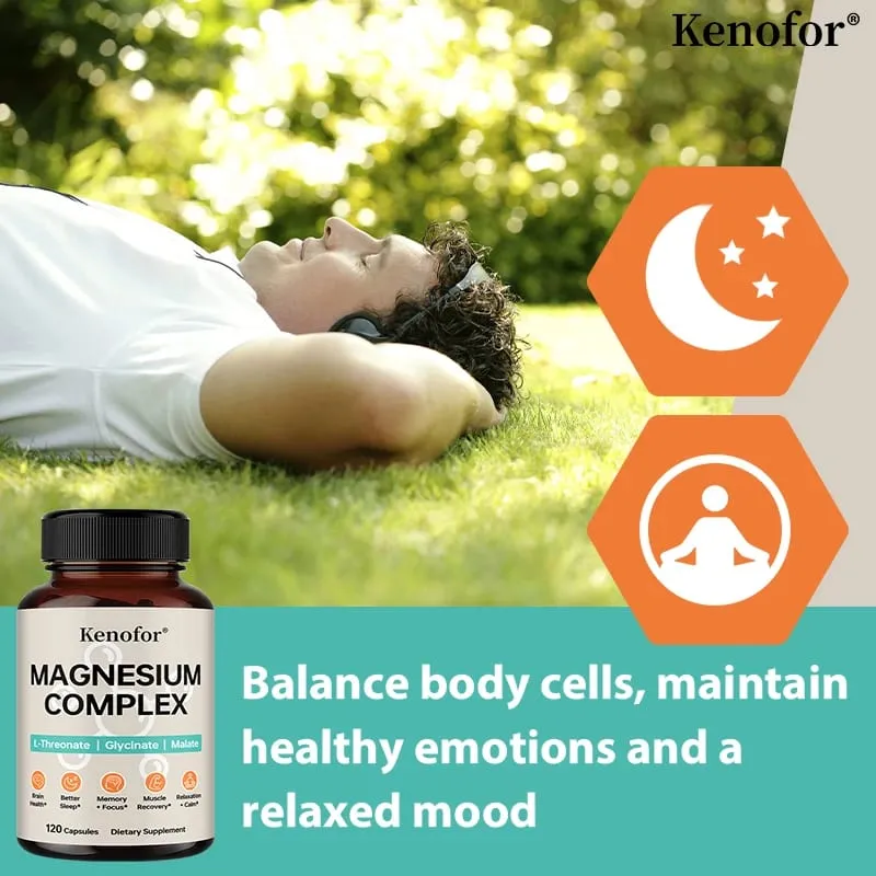Magnesium Complex Supplement with L-threonine Glycine and Malate To Support Brain Health Memory Concentration and Sleep