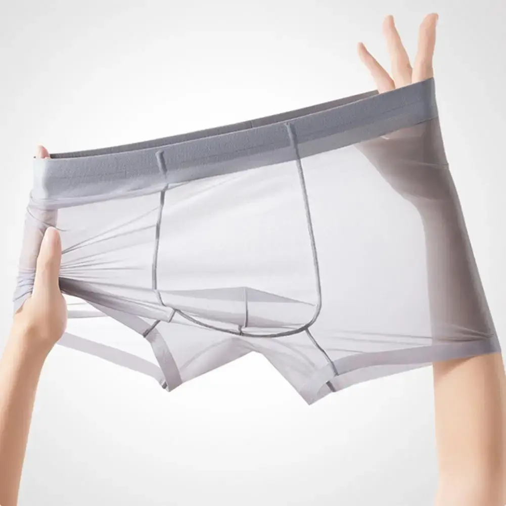 남자 복서 투명 경량 남자 속옷 탄성 중반 허리 U 볼록 얇은 관점 반바지 팬티 원활한 팬티 — image 6