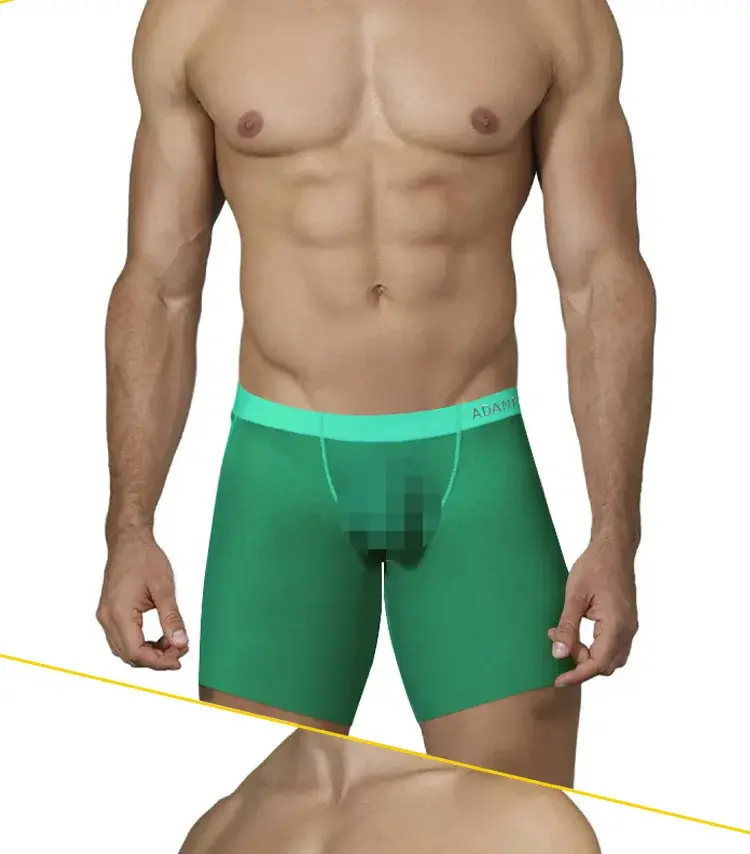 0.01mm Ultra-thin Men Underwear Long Boxer Shorts Cooling Ice Silk Transparent Gym Fitness Underpants Seamless Mesh Slips