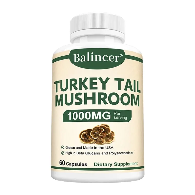 Turkey tail mushroom supplement capsules enhance immunity intestinal immune health metabolism