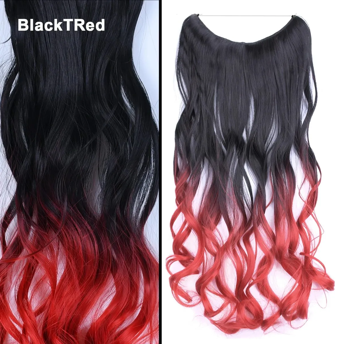 Jeedou κυματιστά μαλλιά Extension Elasticity Αόρατο σύρμα Fish Line One Piece No Clips Συνθετικά Hairpieces Ombre Χρώμα για γυναίκες — image 38