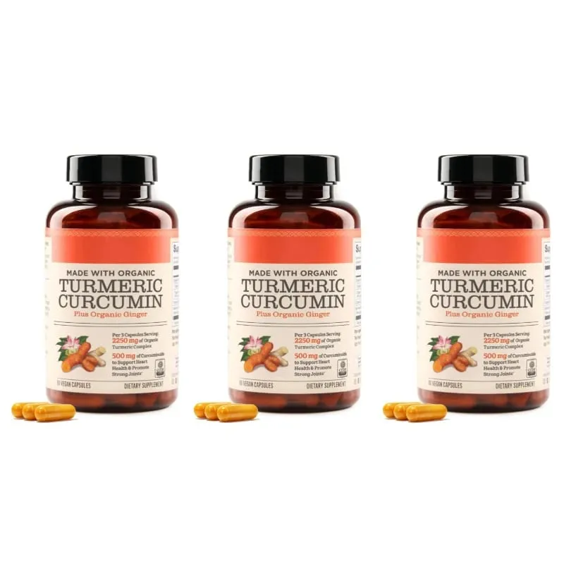 Turmeric Curcumin Plus Vegan Capsules Made with Organic Ginger Supports Joint Health and Heart Health Non-GMO 90 Capsules