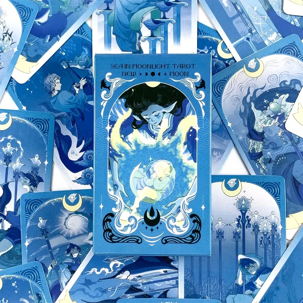 Sea in Moonlight Tarot Cards 78 Card English Version Divination Board Games Perfect for Emotional Healing & Intuitive Reading