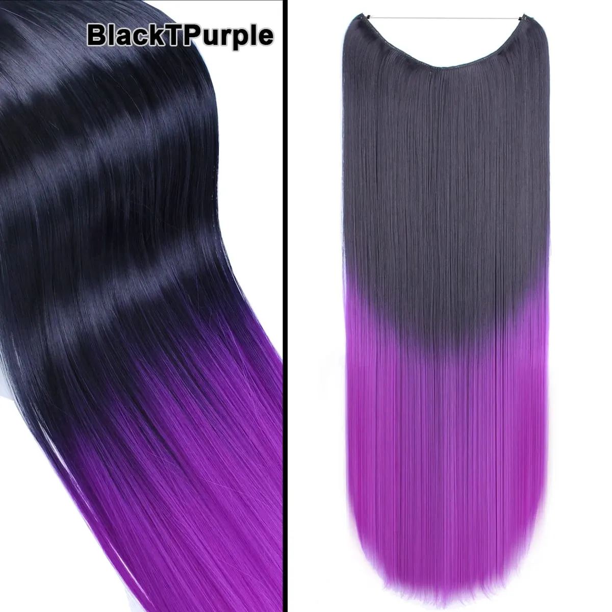 Jeedou κυματιστά μαλλιά Extension Elasticity Αόρατο σύρμα Fish Line One Piece No Clips Συνθετικά Hairpieces Ombre Χρώμα για γυναίκες — image 35
