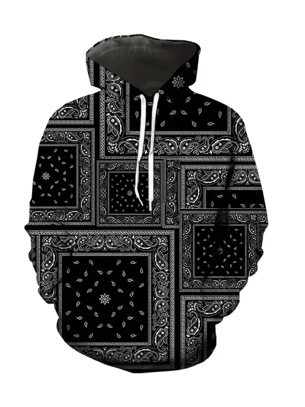 Sudadera con capucha con estampado de anacardo creativo para hombre, sudadera con capucha informal de diseño plano para hombre, sudadera con bolsillo tipo canguro — image 14