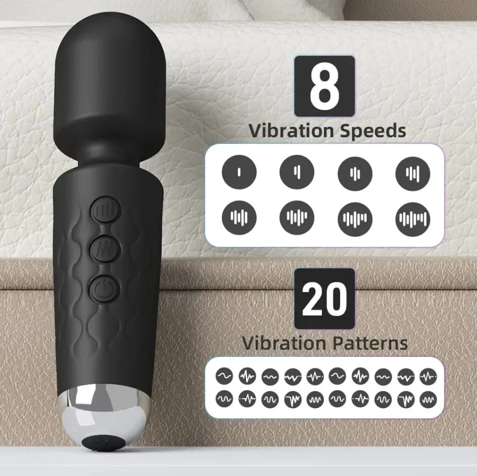 AV Vibrator Wand Personal Massager Clit Stimulator Sex Toy for Women 20 Patterns 8 Speeds Rechargeable Mini Vibrators Adult Toys