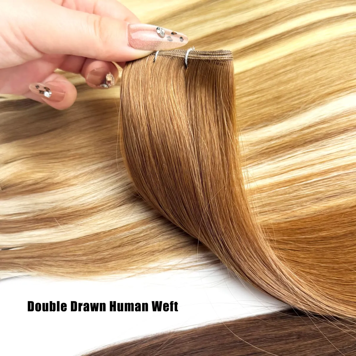 Genius Weft Human Hair Extensions 100G Double Drawn Blonde Bundles Invisible Straight Virgin Hair Weft Full End Κορυφαία ποιότητα