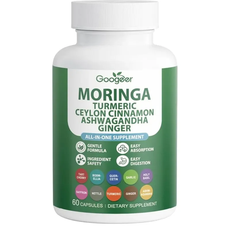 Googeer Moringa Kurkuma Capsules Alles-in-één voor gewrichtsgezondheidsondersteuning met Ashwagandha Gember en Ceylon Kaneel 60 Capsules