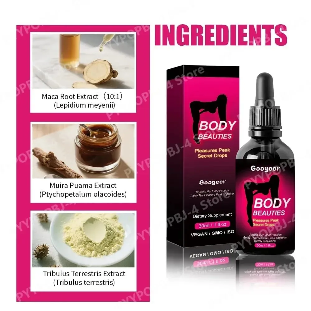 Maca Root Extract Liquid Drops 30ml with Muira Puama and Tribulus Liquid Supplement for Women