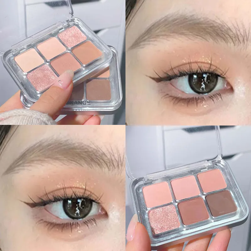 Grey Rose Shimmer Matte Eyeshadow Palette 6 Colors Glitter Earth Color Χαμηλού κορεσμού Pigment σκιών ματιών μακράς διαρκείας Καλλυντικά