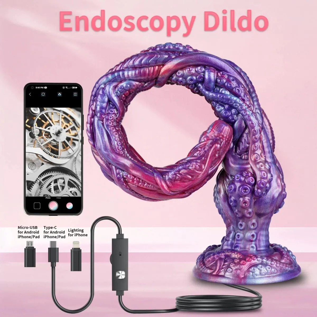 1080P Endoscope Camera Silicone Anal Plug Real-Time Viewing Dildo with 8 LED Lights IP67 Waterproof SexToy for Adult Exploration — image 2
