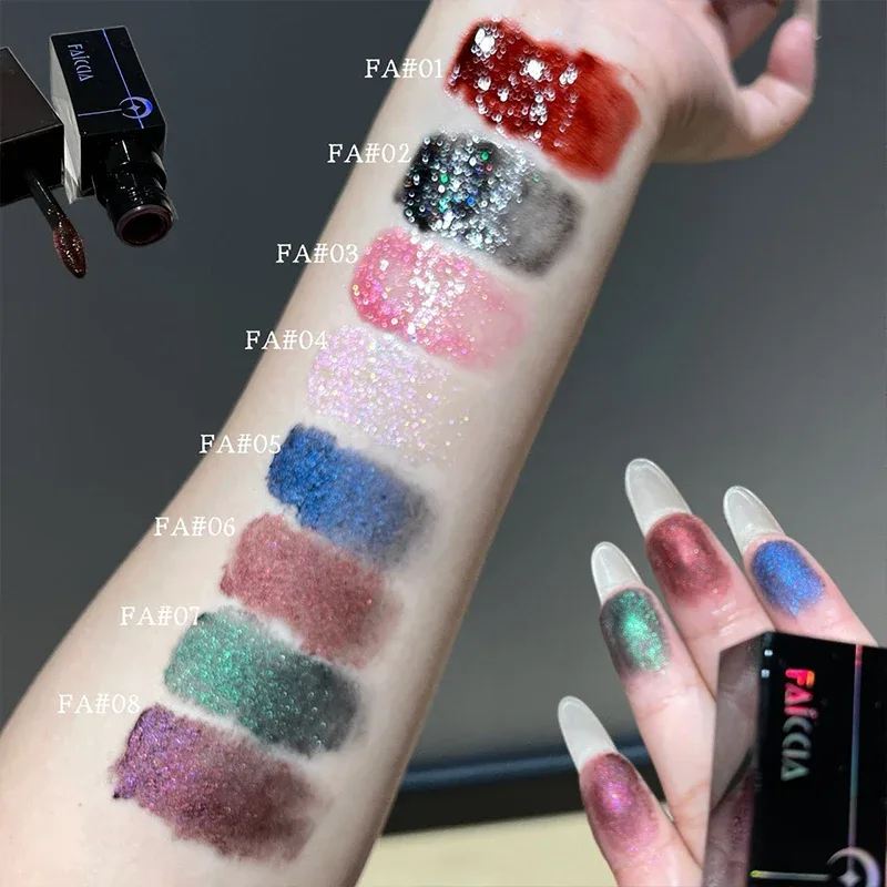 8 Colors Glitter Watery Lip Gloss Diamond Pearlescent Metallic Lipstick Lasting Moisturizing Non-Sticky Halloween Party Makeup — image 3