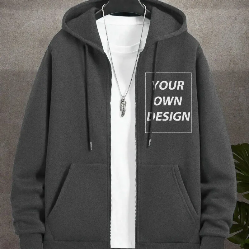Sweat à capuche à fermeture éclair pour hommes, personnalisé, imprimé personnalisé, mode décontractée, manteau ample pour jeunes, vêtements de sport de base sur le campus, haut de poche de rue, M-3XL