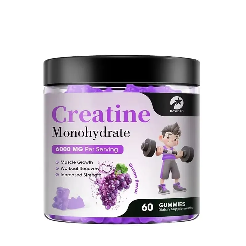 Kexinsh Creatine Monohydrate Gummies 6000mg Sugar Free Chewable Creatine for Muscle Strength Muscle Builder Energy Boost