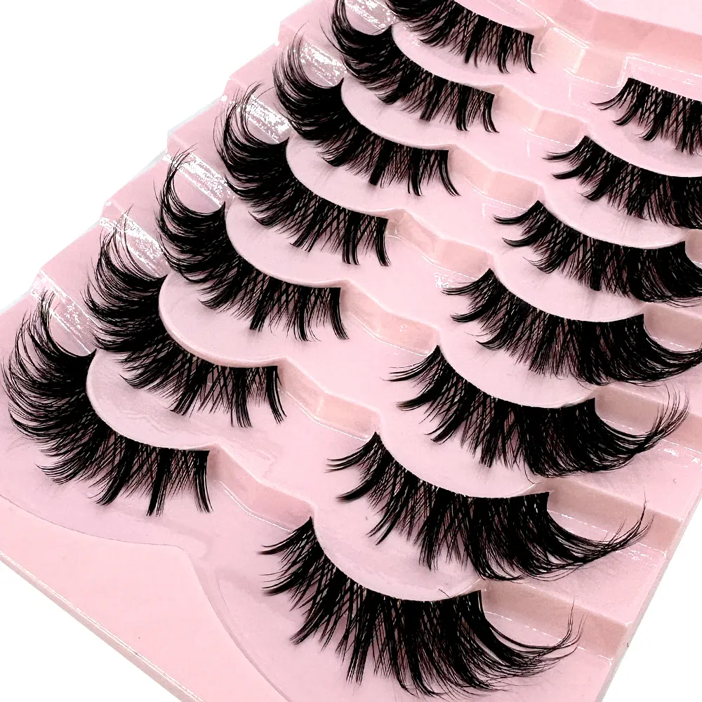 7/8PairsCat Eye Eyelashes manga Lashes 3D Clear Band Lashes naturalHalf Lashes End Eye Eyelonged Mink Eyelashes Αφράτες βλεφαρίδες — image 3
