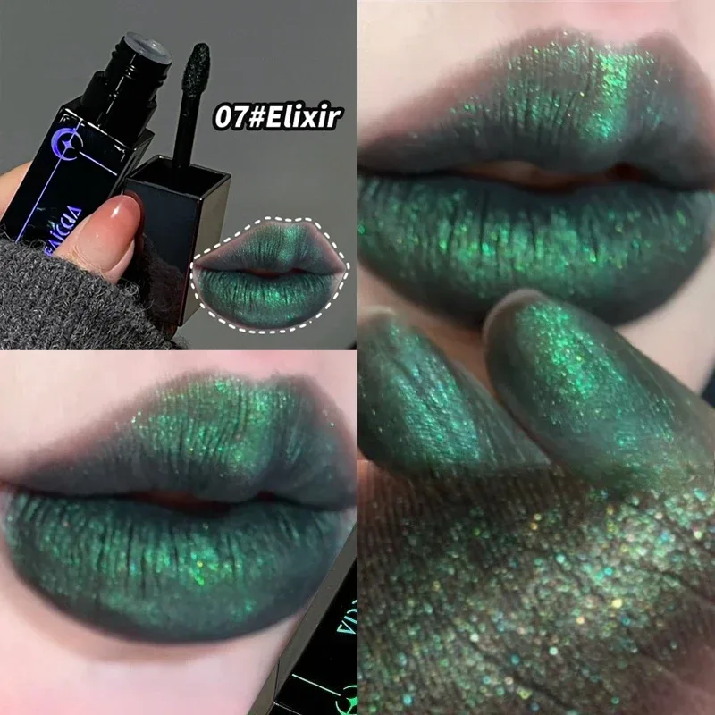 Shimmer Matte Black Red Rúzs Punk Gothic Lipgloss Halloween Makeup Mousse Lip Mud Rúzs Vízálló Tapadásmentes Cup Lip Tint — image 11