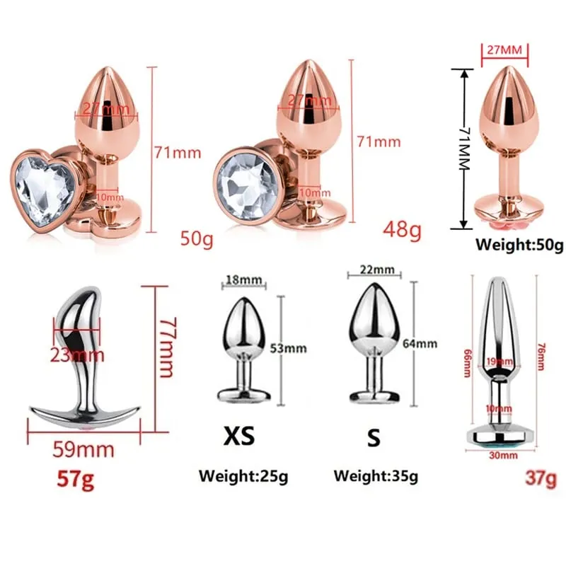 Small Size Metal Anal Beads Butt Plug Mini Rainbow Rose gold Butt Plug Crystal Jewelry Trainer Anal Dildo Masturbation Sex Toy — image 6