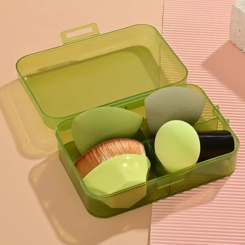 4 db Beauty Pro alapozó kozmetikai puff készlet száraz nedvesen használható sminkeszköz varázsecsetek dobozos szivacsporos sminkkel