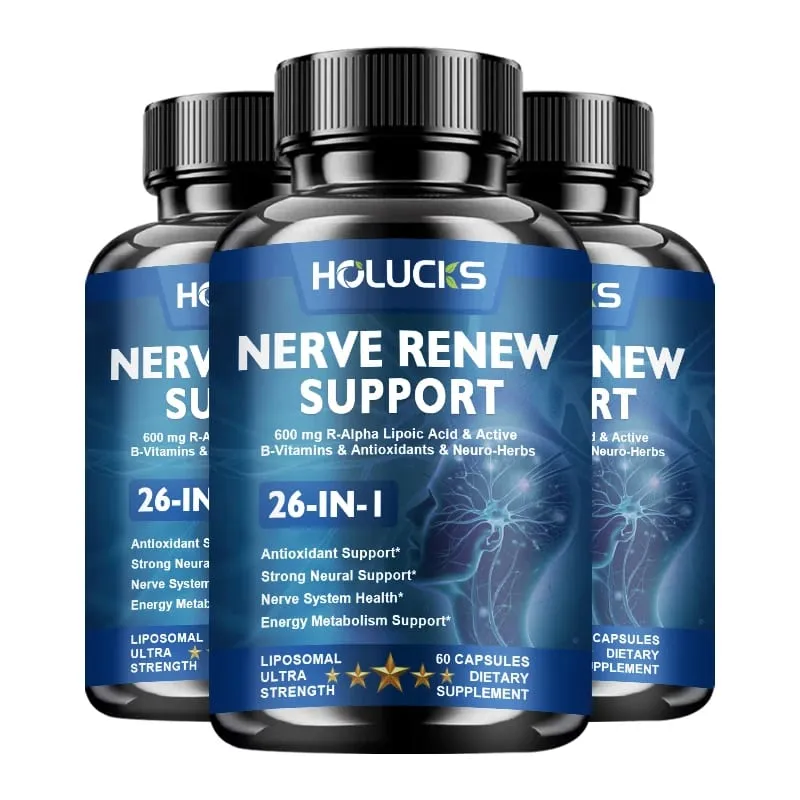 Nourish Nerve Supplement 26-IN-1 Formula Contains Vitamin B Complex R-Alpha Lipoic Acid Support Heart Nerve Brain Health