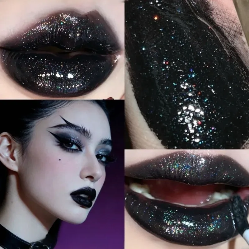 Shimmer Matte Black Red Rúzs Punk Gothic Lipgloss Halloween Makeup Mousse Lip Mud Rúzs Vízálló Tapadásmentes Cup Lip Tint — image 5
