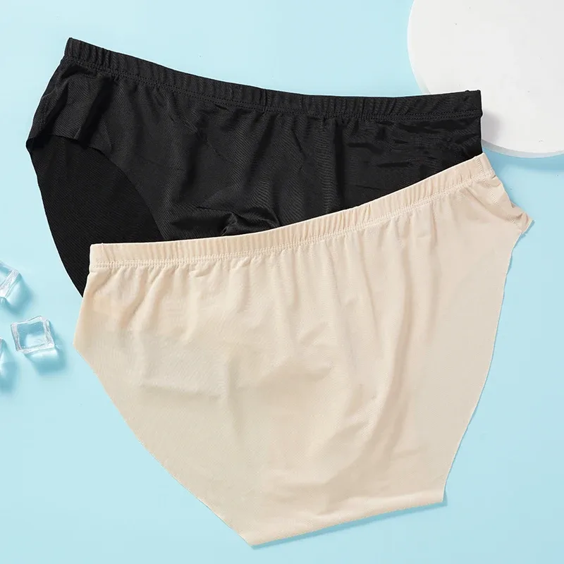 4Pcs Men Ice Silk Briefs Ultra Thin Transparent Seamless 3D Pouch Low Waist Breathable Triangle Underwear