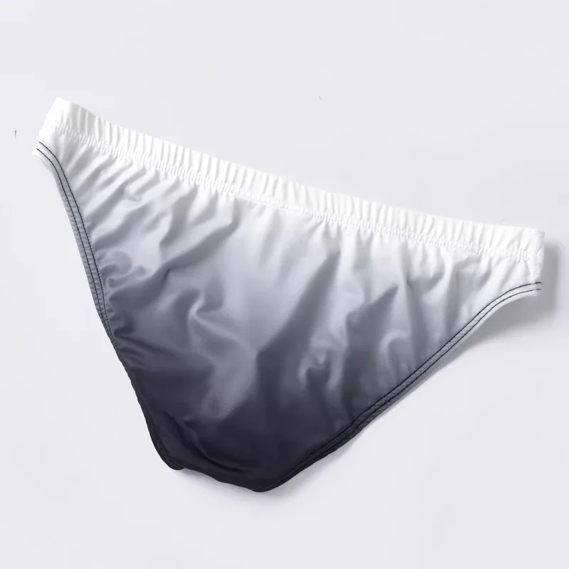 Ice Silk Mens Briefs Underwear With Gradient Color Pouch Breathable Sexy Bikini Slips Low Waist Male Butt-lifting Panties Cuecas — image 1