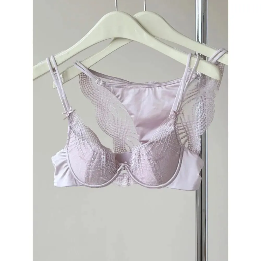 Half Cup Σετ Εσώρουχα Γυναικεία Thin Cup Push Up Μαλακό εσώρουχο σουτιέν Μικρό στήθος Στήριγμα στο πλάι Anti Sag Εσώρουχα 32-38