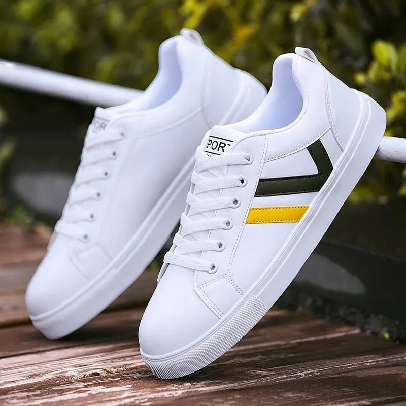 Fehér Vulkanizált Cipők Férfi Lapos Kényelmes Cipők Fűzős Zapatillas Hombre Őszi tavaszi divat Cipők Drop Shipping