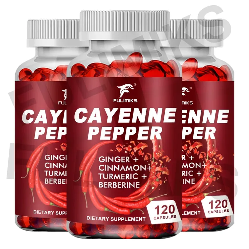 Cayenne Pepper Capsules Supports Cardiovascular Health Improves Digestion & Blood Circulation Capsaicin Supplement Softgels