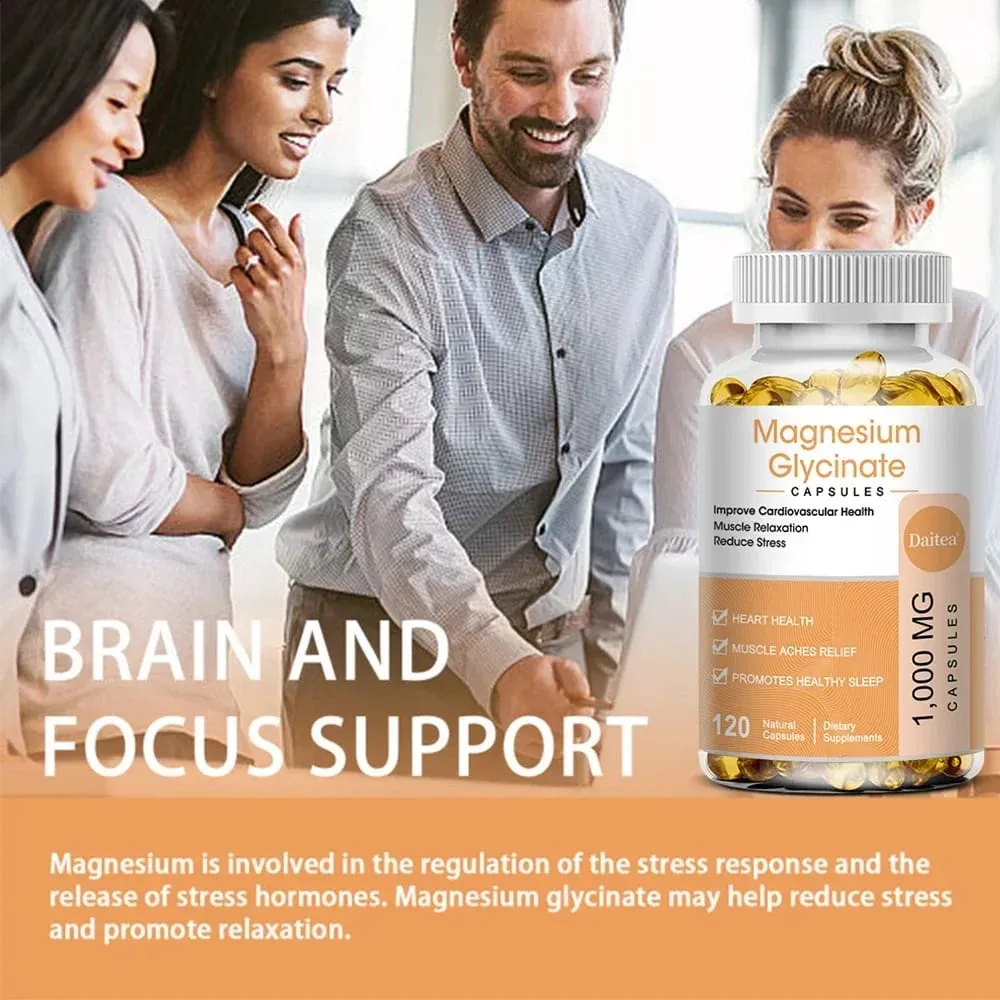 Magnesium Glycinate Capsules - Helps with Stress Muscle Sleep Joints Bones Immune and Cardiovascular Health — image 4
