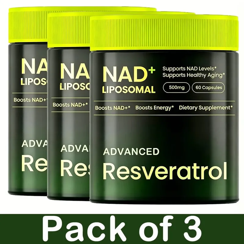 Liposomal NAD+ ADVANCED Supplement with Resveratrol - NAD Plus Capsules for Anti Aging Brain Function & Cell Regeneration