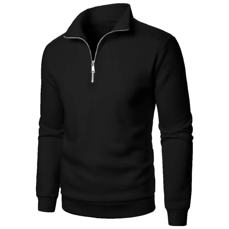Printemps automne nouveau décontracté demi fermeture éclair col montant sweat tendance Simple mince hommes pull à manches longues hauts hommes sweat