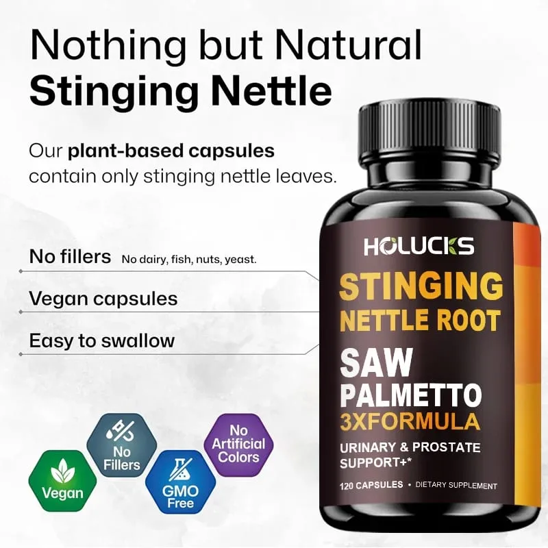 Stinging Nettle Root & Saw Palmetto Capsules Help Promote Prostate Health Hair Growth Urinary Tract Support Premium Formula — image 4