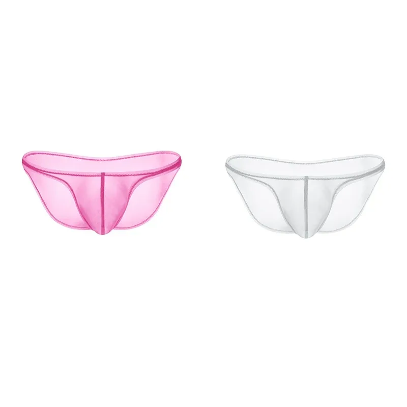 Men's Underwear Delicate Ice Silk Transparent Triangle Panties Personality Low Waist Briefs