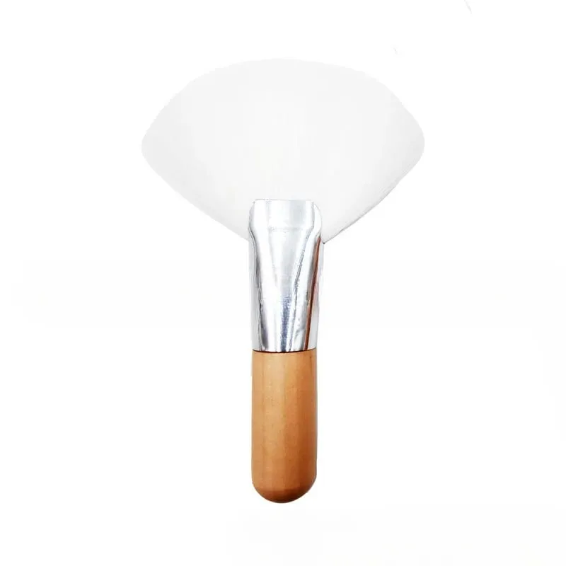 Mini πινέλο μακιγιάζ Gentle Esthetician Cleaning Cosmetic Small White κοντή ξύλινη λαβή Βουρτσάκια ανεμιστήρα από συνθετικές ίνες για το πρόσωπο