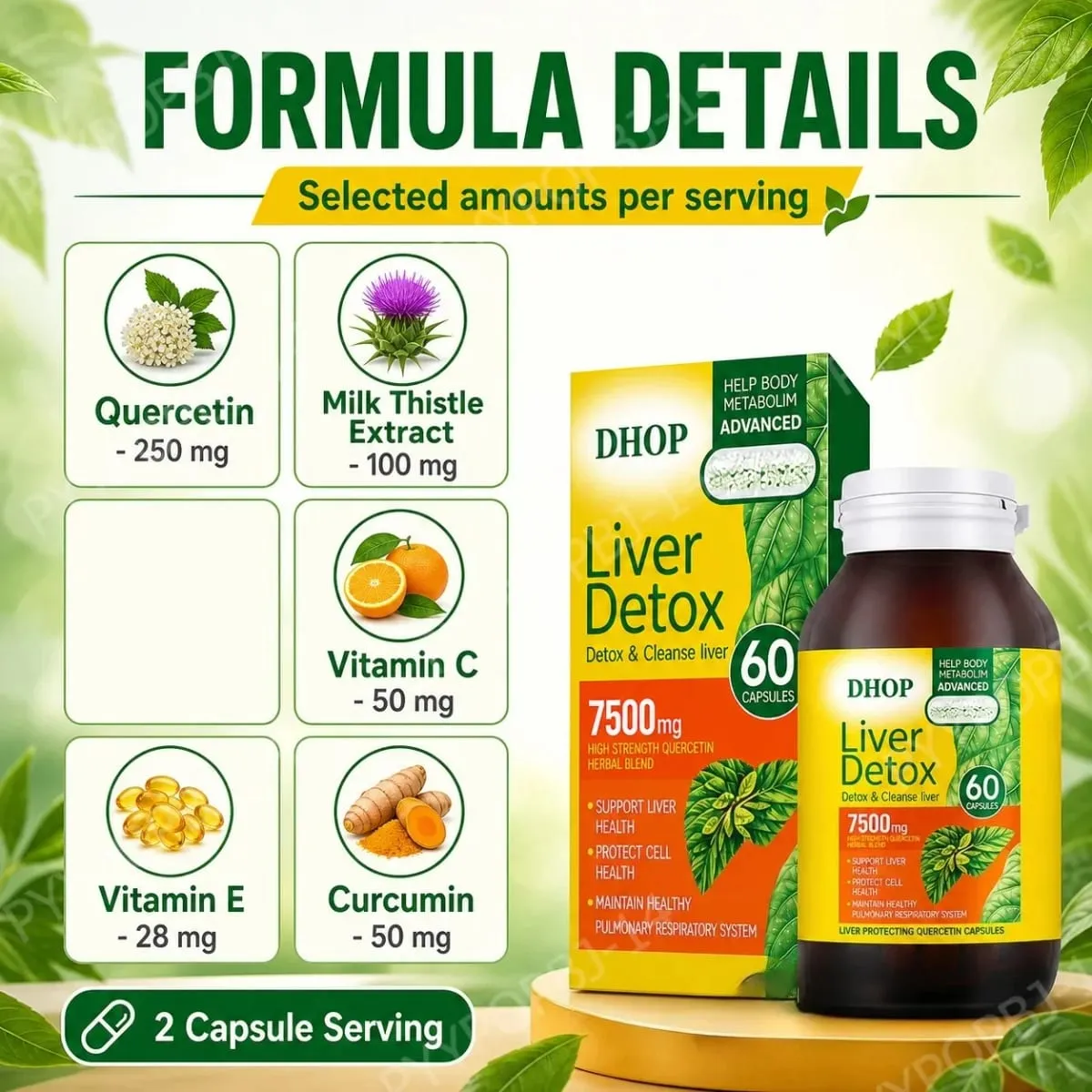 Milk Thistle Liver Health Capsules 60 Count with Vitamin C E Choline Curcumin- Υποστηρίζει την υγιή λειτουργία του ήπατος — image 5