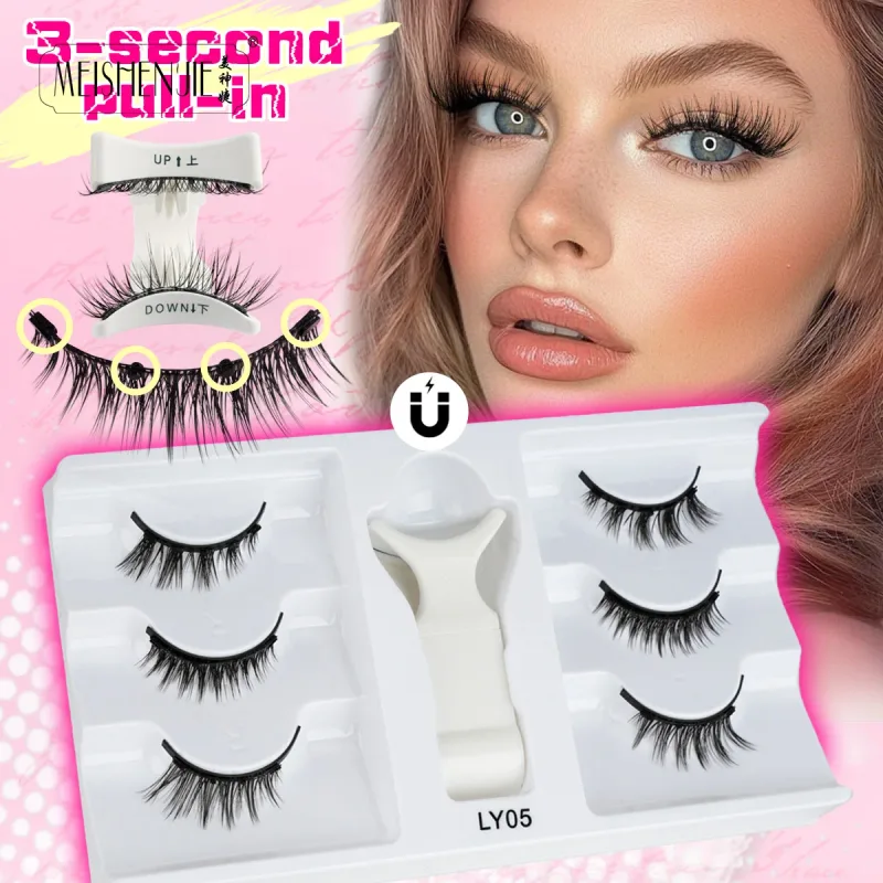 1/3 Pairs Magnetic Eye Lashes Χειροποίητες βλεφαρίδες Μαλακές επαναχρησιμοποιούμενες μαγνητικές βλεφαρίδες Natural look 3D Ψεύτικες βλεφαρίδες Σετ τσιμπιδάκια μακιγιάζ — image 20